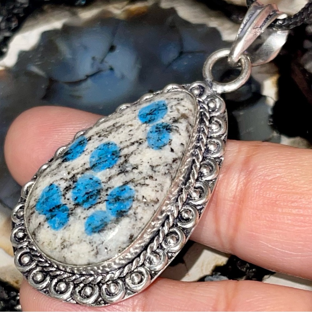 Raindrop K2 Azurite Granite Pendant 2 1/4”